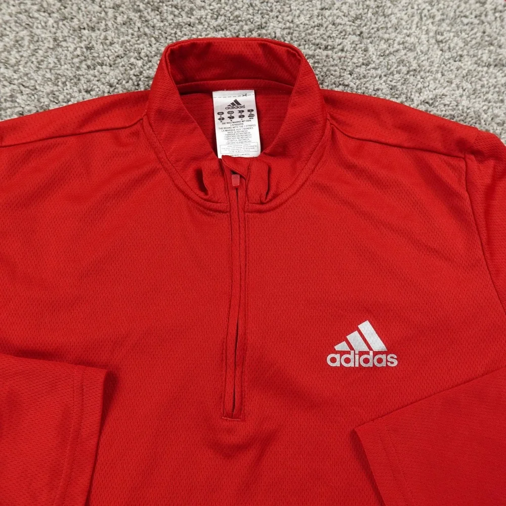 Adidas‎ Shirt Mens M Red Adizero ClimaCool Pullover 1/4 Zip Sweatshirt Athletic